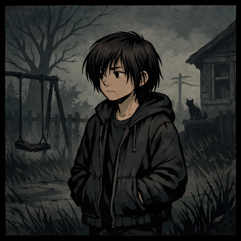 A thoughtful child standing slightly withdrawn, observing their surroundings calmly and quietly